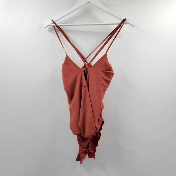 Fashion Nova I'll Take It From Here Cutout Bodysuit Rust Orange - Picture 4 of 9